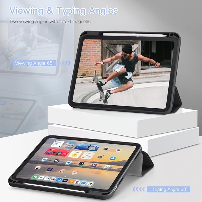 Teryeefi Case for iPad (A16) 11 inch (2025)iPad 10th Generation 10.9 inch (2022) with Pencil Holder Auto Wake/SleepPremium Stand Foldable Case with Crystal Clear Hard Back TPU Shell Colorful Flower
