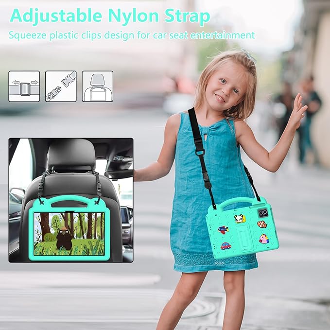 for Revvl Tab 2 Case (2025) EVA Shockproof Tablet Cover with Stand Handle Shoulder Strapfor Tmobile Revvl Tab 2 Tablet Case 10.1'' Green