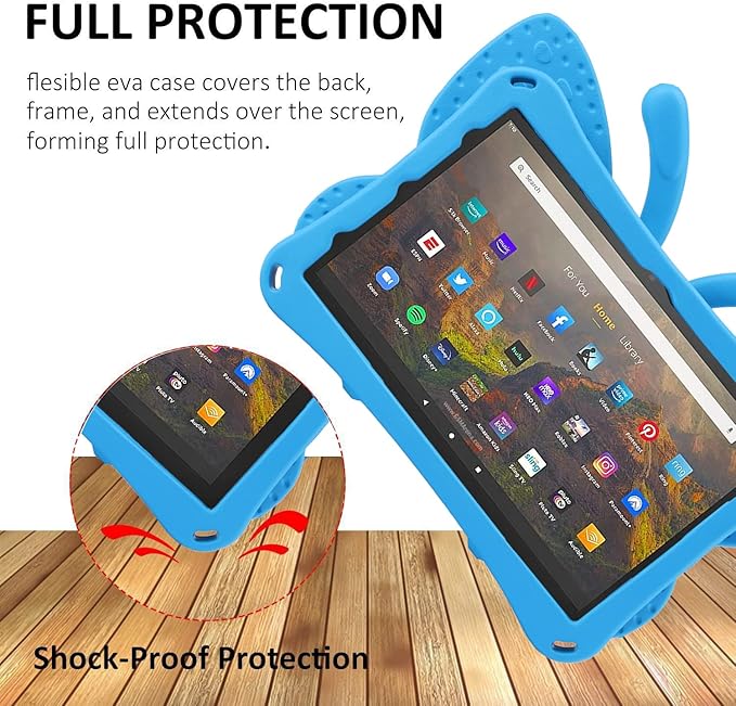 Kindle Fire Max 11 Tablet Case for Girls With Butterfly Pattern Kickstand Light EVA Full Body Rugged Shockproof Kid-Proof Protection - Blue