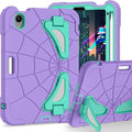Kids Case for iPad mini 7 A17 Pro 2024/ Mini 6 8.3 inch Spider Case for iPad mini 7th 6th Generation Shockproof Durable Full Protective Cover with Pencil Holder Kickstand (Purple)