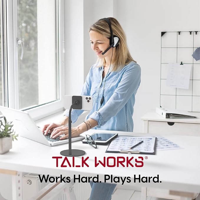 TALK WORKS Magnetic Desktop Mount Compatible w/iPhone 15/15 Pro/15 Pro Max 14/14 Plus/14 Pro/14 Pro Max 13/13 Mini/13 Pro/13 Pro Max 12/12 Mini/Pro/Max MagSafe iPhone Case-Black (Does Not Charge)