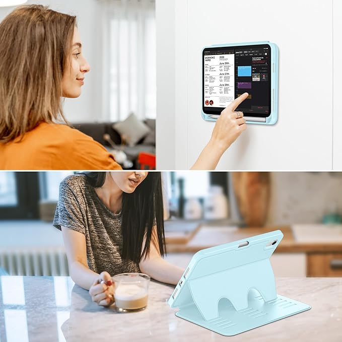 VIKESI Case for iPad iPad mini 7 (A17 Pro) and iPad mini 6Multiple Angles Magnetic Stand CoverShockproof Soft BackPencil Holderand Auto Sleep/WakeIce Blue