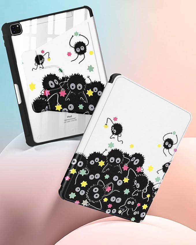 for iPad Air 11 inch Case Air 5th/4th Generation 10.9 Pro 11'' Case Women Girls for Apple Pencil Holder Cute Cartoon Rotating Folio Cover for iPad Air 11 2024 (M2) 10.9 2022 2020 Pro 11