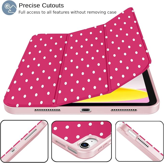 White Polka Dots Rose Red