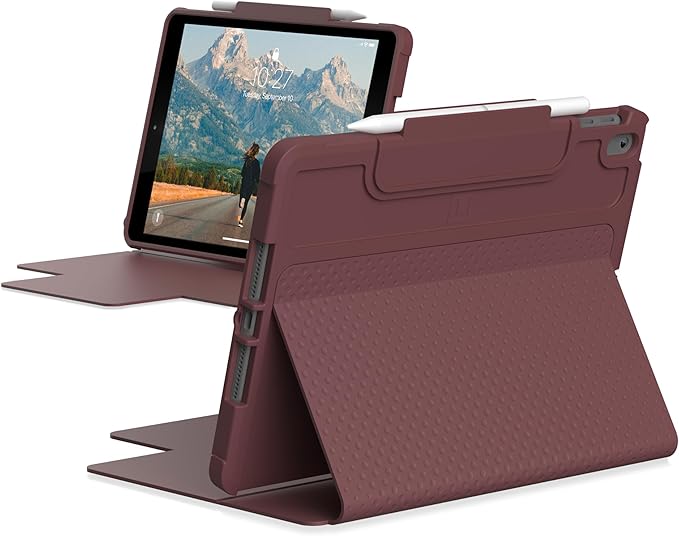 [U] by UAG iPad 10.2 Case Aubergine 9th Gen 2021 8th Gen 2020 DOT Lightweight Slim Shockproof Smart Folio Protective Cover with Auto/Sleep Wake &amp Pencil Holder