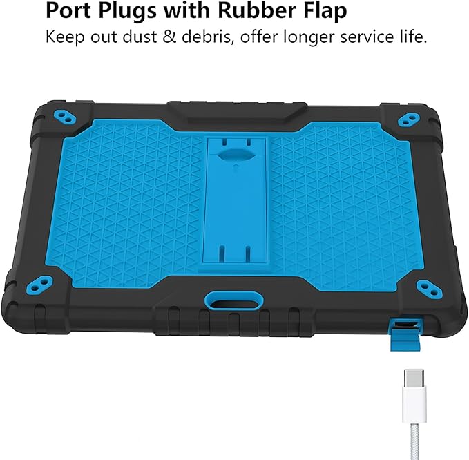 Case for Pritom M10 /quntiCO Y10 /Digiland DL1036 /Voger priorpad X100 /VUCATIMES N10/Gateway 10.1 HD Tab Case with Stand Rubber Hybrid Come with 9H Tempered Glass Film (Black/Blue/2 PCS)