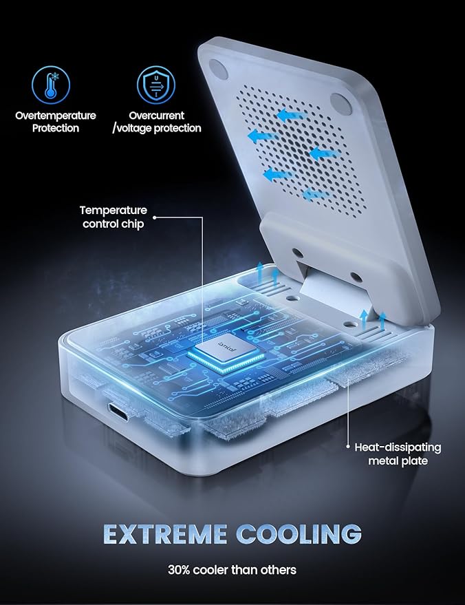 Lamicall Foldable 3 in 1 Wireless Charging Station for Apple MagSafe - [Upgraded Cooling &amp Reliability] Compact Travel Magnetic Charger Stand for iPhone 17 16 15 14 13 Pro Max AirPods Apple Watc