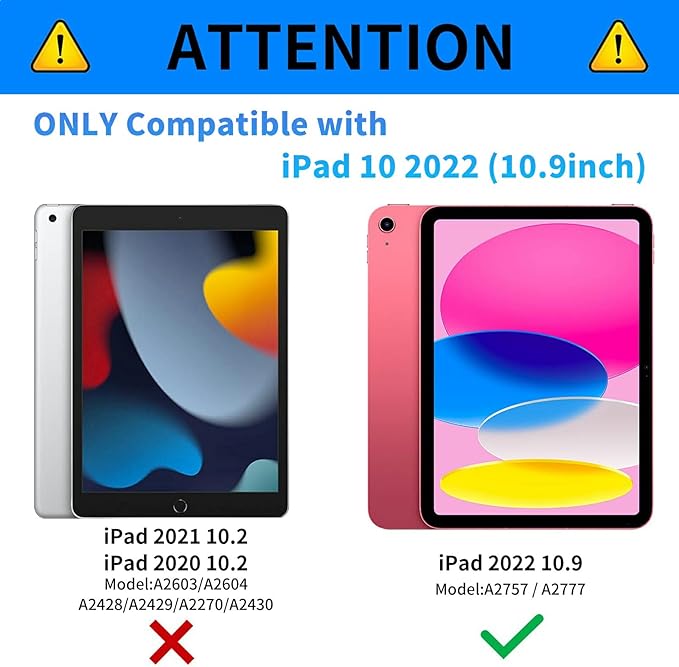 for iPad 10th Generation Case with Keyboard for iPad Case 10th Generation 10.9 inch 2022 with Detachable Wireless Keyboard &amp Adjustable Stand Protect Tablet Cover - Cute Hummingbirds