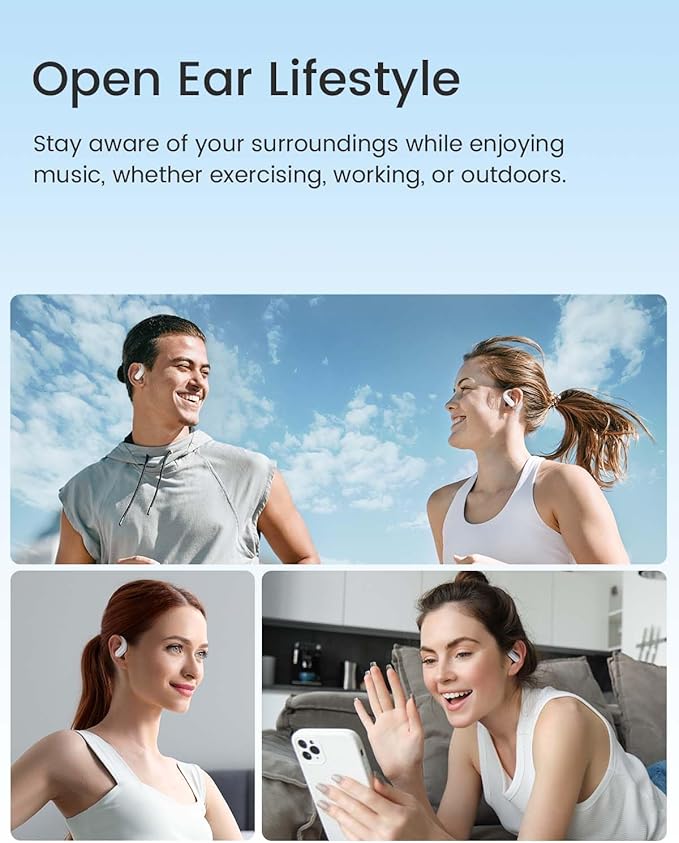 Acefast AceFit Air Open Ear Headphones Wireless Earbuds with Rich Bass Bluetooth 5.4 Sports Headphones with Charging Case 32H Playtime Earbuds IP54 Waterproof for Running Cycling Walking Workout