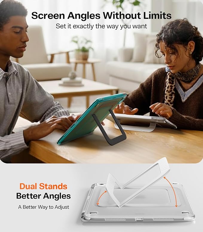 TORRAS Ostand K3 Neo for iPad Pro 11 Inch Case M5 (2025) / M4 (2024) Viewing Angles AdjustableUltra Stable Stand Shockproof Protective Slim Kickstand Case with Pencil Holder Matte Translucent