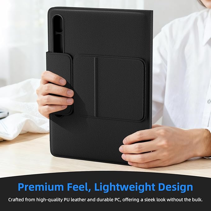 Case for Samsung Galaxy Tab S10 Lite/ S10 FE 2025/ S9 FE 10.9 inch/ S9 11 inch with Screen Protector Adjustable Angles Stand Back Cover Shockproof Premium PU Leather Case (Black)