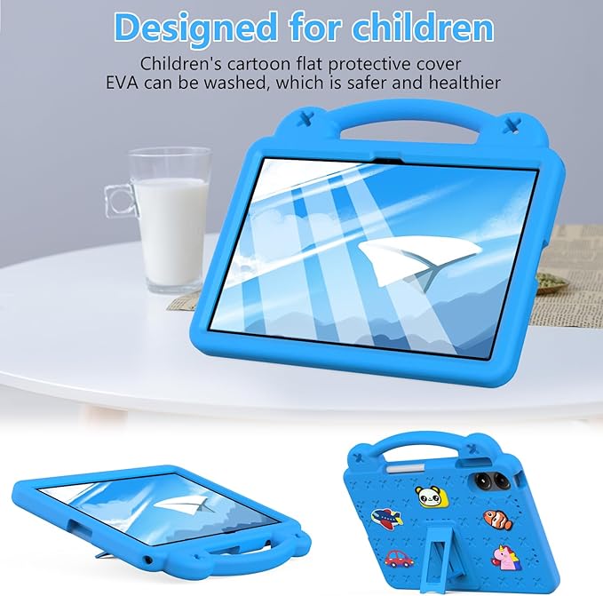 Compatible with Xiaomi Redmi Pad Pro 12.1 2024 Tablet Case Kids Friendly Universal Lightweight Shockproof Protective Case with Shoulder Strap &amp Stand Handle Sky Blue