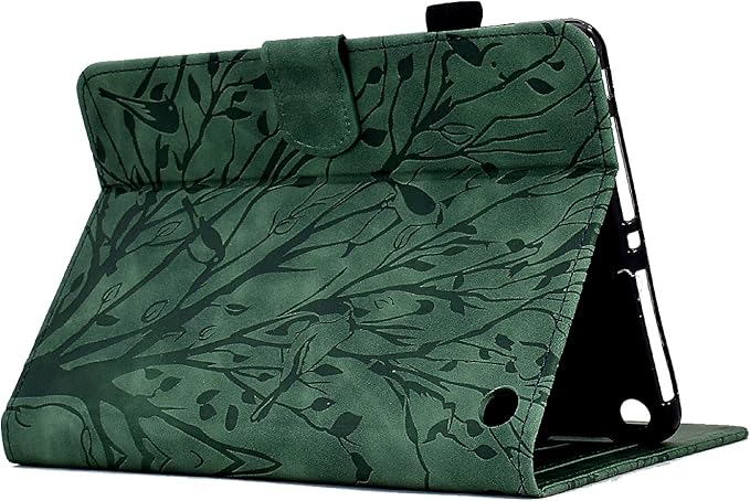 for Amazon Kindle Fire HD 8 &amp Fire HD 8 Plus Case (12th/10th Generation 2024/2022/2020) 8 UUcovers Embossed Magneic Smart Cover with Stand/Pencil Holder [Auto Sleep/Wake] Green Lucky Tree