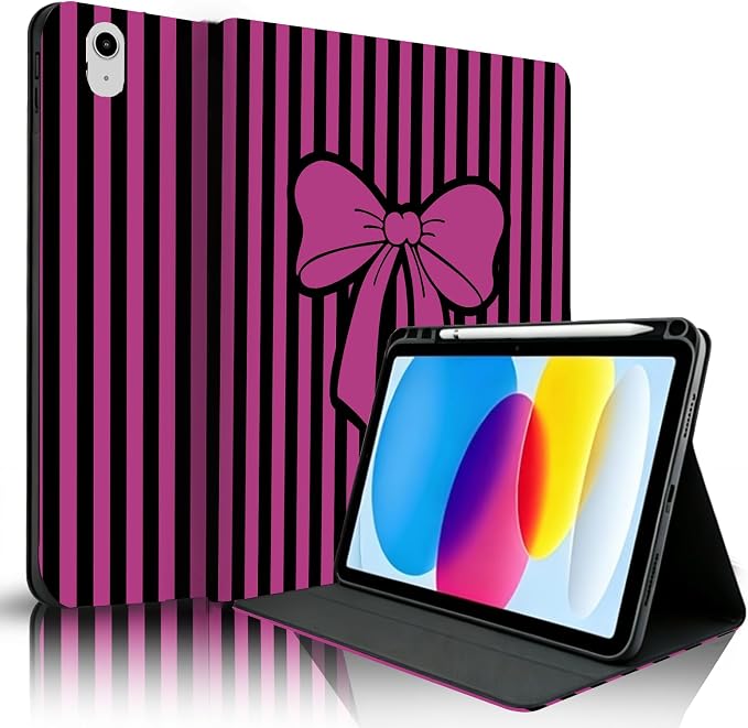 Rose Red Black Striped-Bow