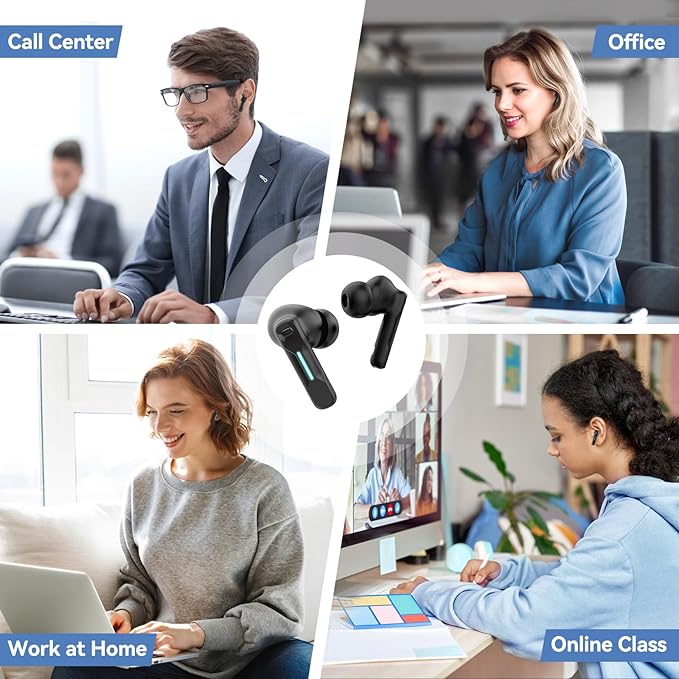 Middle Rabbit SW4 USB Wireless Earbuds for PC and Laptop: Bluetooth Headphones with 2.4GHz Dongle for Work Wireless Headset for Work with Microphone Earphones with Mic for Computer Desktop