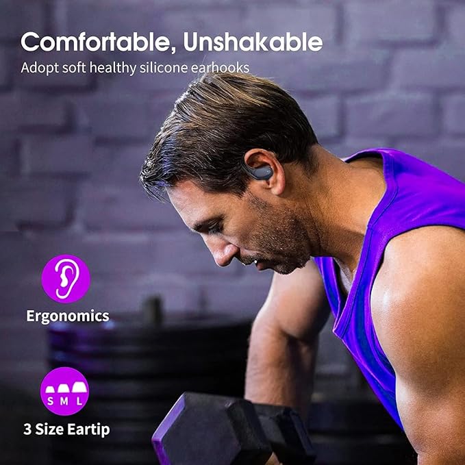 TWS BX 17 Bluetooth 5.3 Wireless Earbuds 48hour Playtime HiFi Headphones Over-Ear Headset Sports IPX7 Waterproof Built-in Microphone Digital Power LED Display Powerful Stereo Bass Earphone (Black)