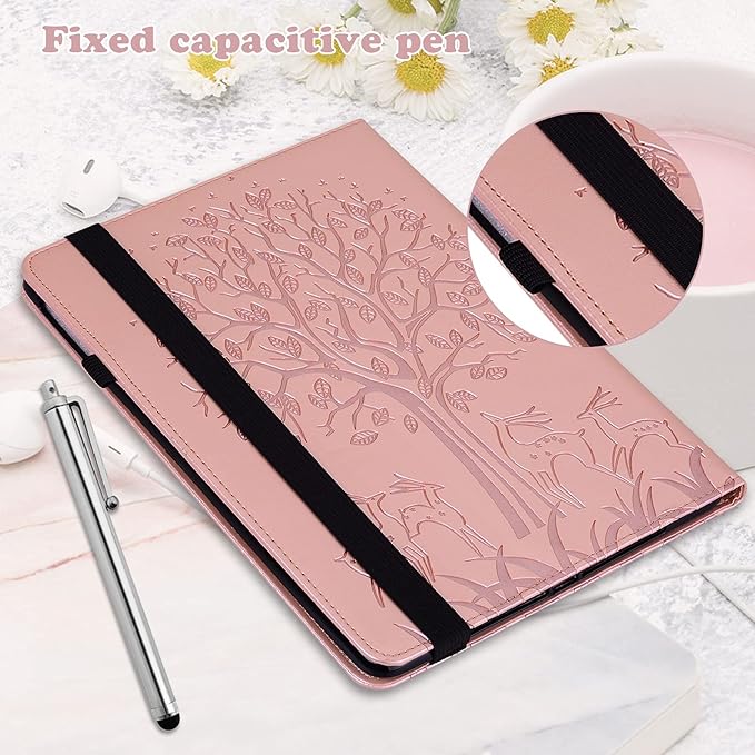 ALILANG for Kindle Fire Max 11 Case (13th Generation 2023 Release) Tree Embossed PU Leather Card Slot Shockproof Smart Cover for Kindle Fire Max 11 2023 Tablet Case -Golden