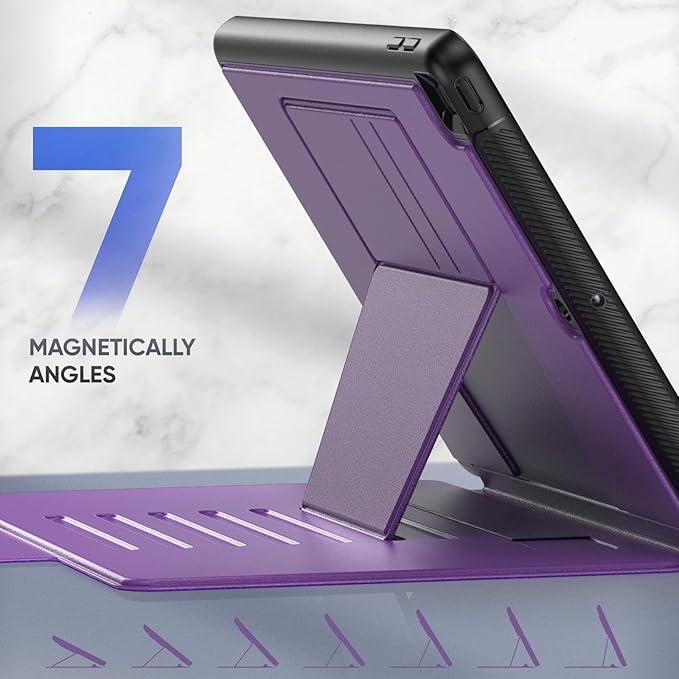 SEYMAC stock Case for iPad 9th/8th/7th Generation 10.2'' Strong Magnetic Auto Sleep Shockproof Case with Absorbing Multi-Angles Stand Pen Holder Card Slot (Purple)