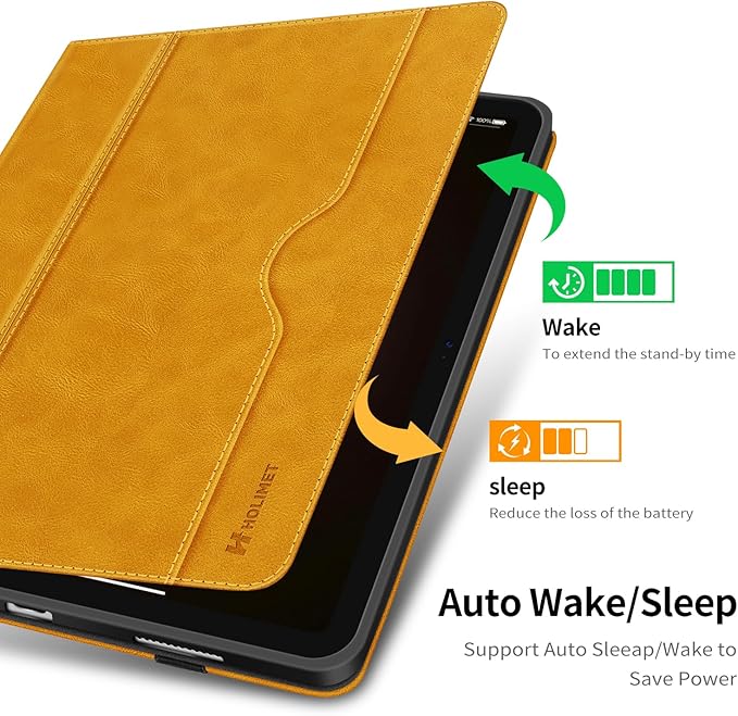 HOLIMET Case for iPad (A16) 11th Generation 11 Inch 2025/ iPad 10th Generation 2022 New iPad 10.9 Inch Case with Pencil Holder Protective Cases Shockproof Cover (Yellow)