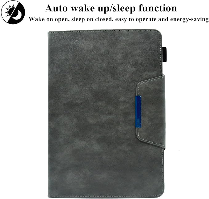 Folio Case for Amazon Kindle Fire HD 8/Fire HD 8 Plus (12th/10th Generation 2024/2022/2020) 8 UUcovers PU Leather Magnetic Smart Cover with Stand/Pencil Holder/Pockets [Auto Sleep/Wake] Gray