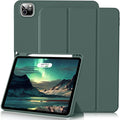 Case for iPad Pro 12.9 Inch Case 6th/5th/4th/3rd Generation with Pencil Holder Smart Stand Cover with Soft TPU Back for iPad 12.9 Pro Case (2022/2021/2020/2018) Auto Sleep/Wake Dark Green