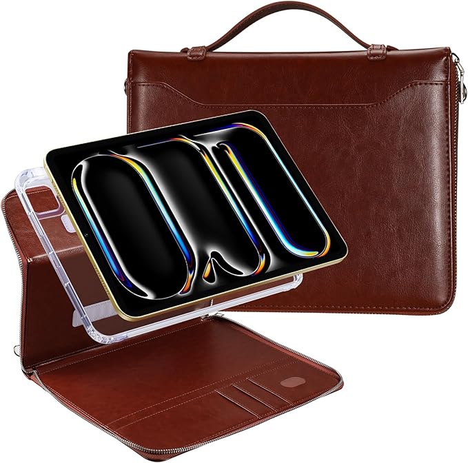 E NET-CASE Case for iPad Air 11-inch M4/M3/M2 (2026/2025/2024)/iPad (A16) 11th Gen 11 2025/iPad 10th Gen 10.9 2022/iPad Air 5th/4th Gen (2022/2020) 10.9 Briefcase-Style Stand Cover(Brown)