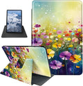 Case for Kindle Fire HD 8 Tablet (8th/7th/6th Generation 2018/2017/2016 Release) Wildflower Theme 360 Degree Rotating Stand Protective Cover with Auto Sleep/Wake for HD 8 Tablet
