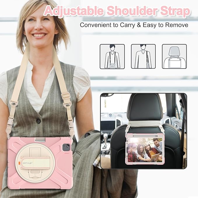 BATYUE Case for iPad Air 11-inch M4 (2026)/ M3 (2025) / M2 (2024) iPad Air 5th/4th 10.9 inch(2022/2020) iPad Pro 11 4th/3rd/2nd/1st Gen Case (2022/2021/2020/2018) with Pencil Holder &amp Strap Pi