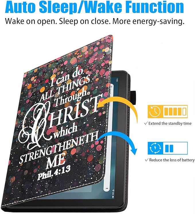 Case for All-New Amazon Fire HD 10 &amp HD 10 Plus Tablet 10.1 (13th/11th Generation 2023/2021 Release) Slim PU Leather Stand Cover with Auto Wake/Sleep Bible Verse Phil 4:13