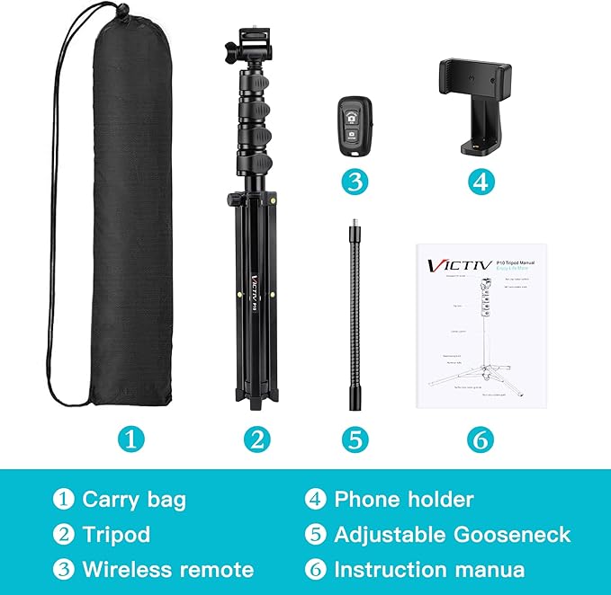 74 Flexible Phone Tripod Tall Cell Phone Tripod with Adjustable Gooseneck &amp Remote Portable Camera Cellphone Stand for Video Recording Compatible with iPhone Android