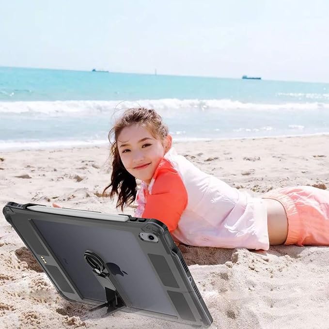 Shellbox Case for iPad Air 4th/5th Generation 2022-2020 Waterproof Dustproof Shockproof Case with 360° Full-Body ProtectionLanyard and Kickstand