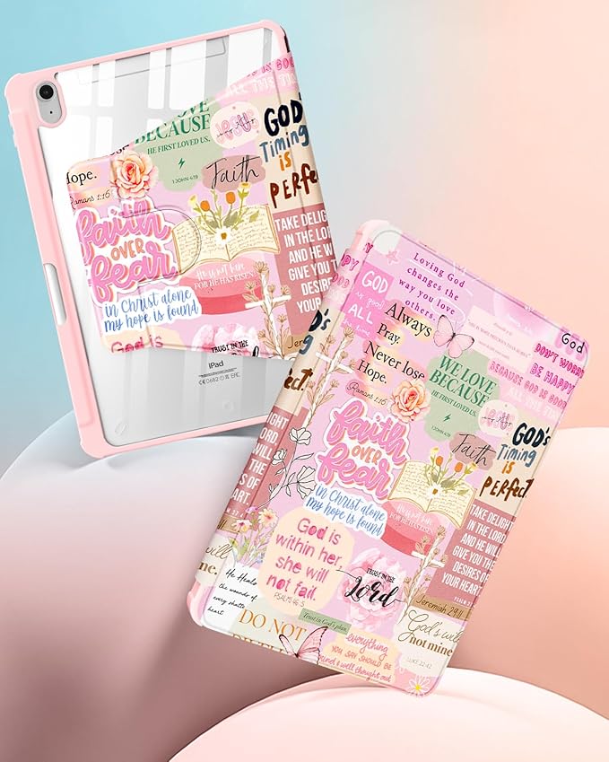 for iPad A16 Case for iPad 10th Generation Case 10.9 inch - 360 Degree Rotating Stand Folio Smart Cover with Pencil Holder for Women Girl Christian Words for Apple Tablet 10th 2022/11th 2025