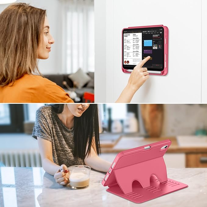 VIKESI Case for iPad iPad mini 7 (A17 Pro) and iPad mini 6Multiple Angles Magnetic Stand CoverShockproof Soft BackPencil Holderand Auto Sleep/WakeWatermelon