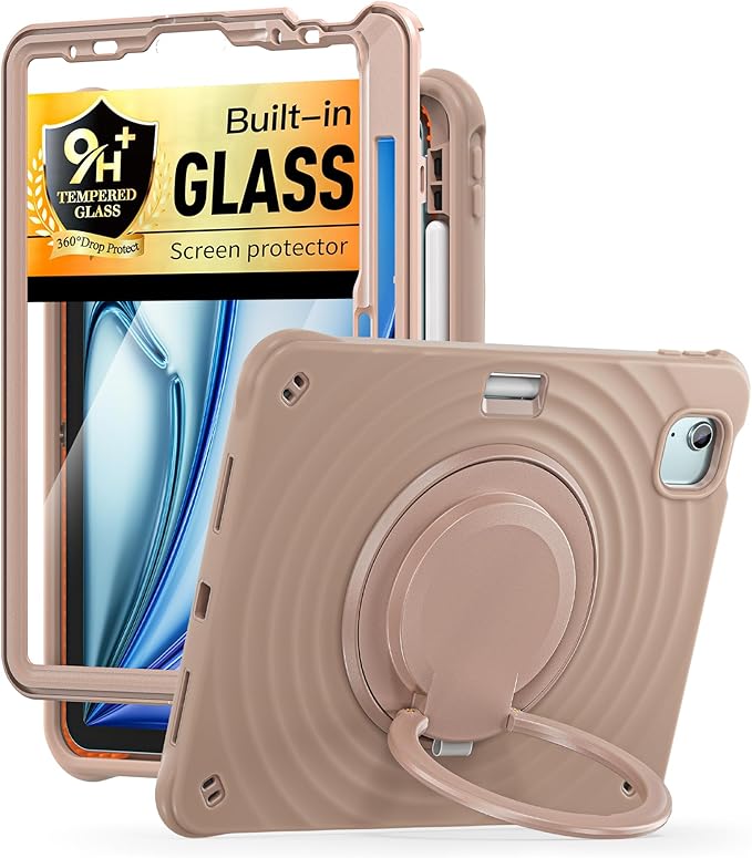 BATYUE Case for iPad Air 11-inch M4(2026)/ M3(2025) / M2(2024) iPad Air 5th/4th 10.9 inch(2022/2020) iPad Pro 11 4th/3rd/2nd/1st Cover with Class Screen Protector Kickstand &amp Pencil Holder La