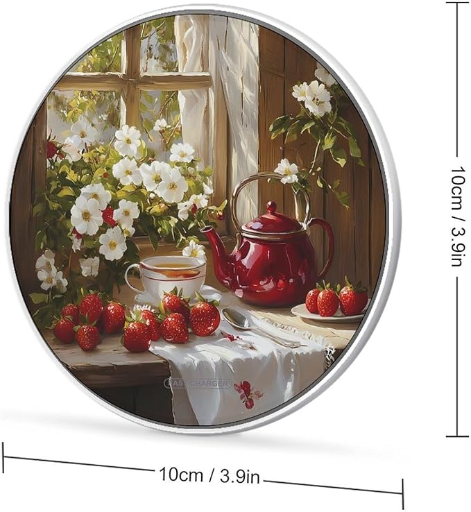 Kitchen Flowers Fruit Wireless Charger Anti-Slip Wireless Charging Pad Slim Charger Mat for Men Women
