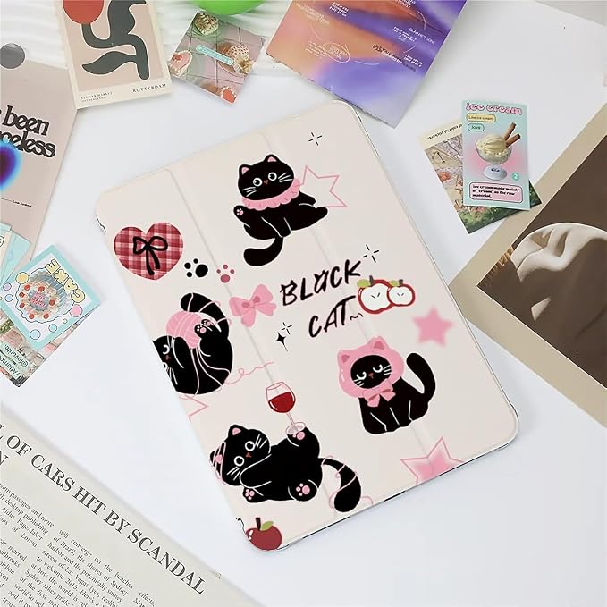 Cute black cats pink plaid bows