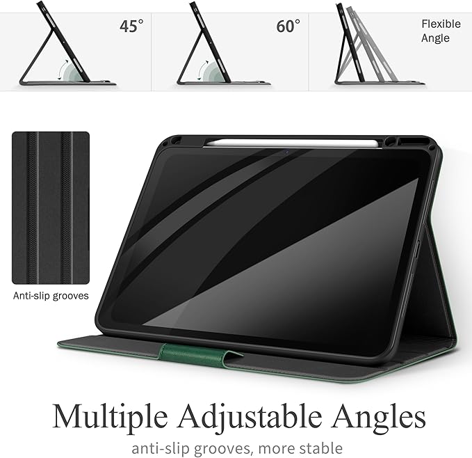 auaua Case for iPad Pro 13 Inch (M5/M4) 2025/2024 with Pencil Holder and Pocket Multiple Viewing Angles Magnetic Closure Auto Sleep/Wake (Green)