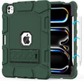 Case for iPad Pro 11 Inch Case (M5 2025/ M4 2024) with Pencil Holder Built-in Stand Military Grade Shockproof Protective Cover for iPad Pro 11 (Dark Green)