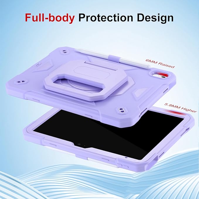 Case for iPad 11th (A16) 11 2025 iPad 10th Generation 10.9 2022Military Grade Shockproof iPad Case Built-in 360° Rotating Stand/Pen Slot/Shoulder Strap for iPad 11th Gen/10th Gen (Light Purple)