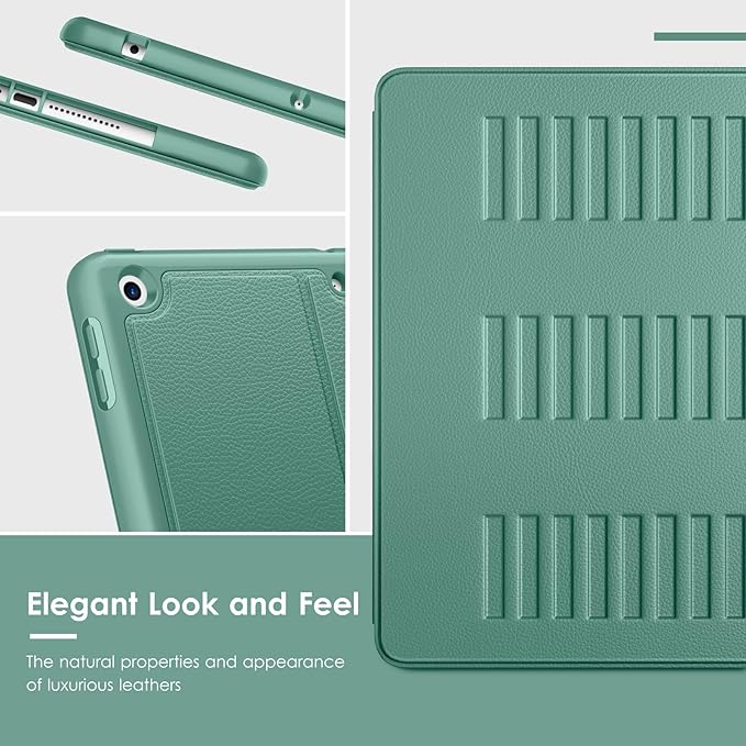 VIKESI Case for iPad 9th / 8th / 7th Generation 10.2 inch (2021/2020/2019 Released)Multiple Angles Magnetic Stand CoverShockproof BackPencil Holderand Auto Sleep/WakeForest Green