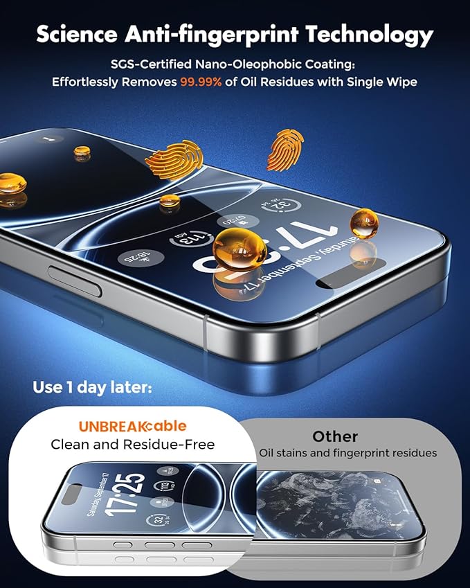 UNBREAKcable for iPhone 16 Pro Screen Protector [Quick-Installation Box] 3-Pack 9H+ Hardness Shatterproof Tempered Glass [99.99% HD Clear] [Case Friendly] [Bubble Free] for iPhone 16 Pro 6.3