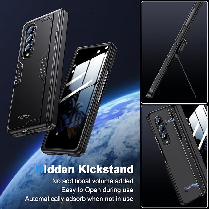for Galaxy z-Fold-4 Stand Slim Case: Privacy Screen Protector Hidden Kickstand Wireless Charging Thin Design for Business Professionals Phone Cover for Samsung z fold 4 5G 2022