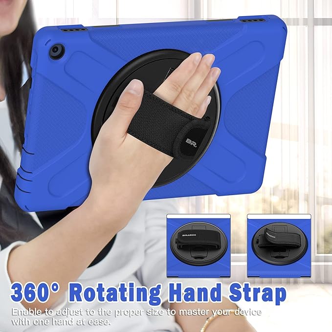 BRAECN Case for Amazon Fire HD 10 11th Generation 2021 / Amazon Fire HD 10 11th Generation 2021 Heavy Duty Kids Case with Hand Strap Kickstand and Shoulder Strap for Fire HD 10 2021 Tablet-Blue