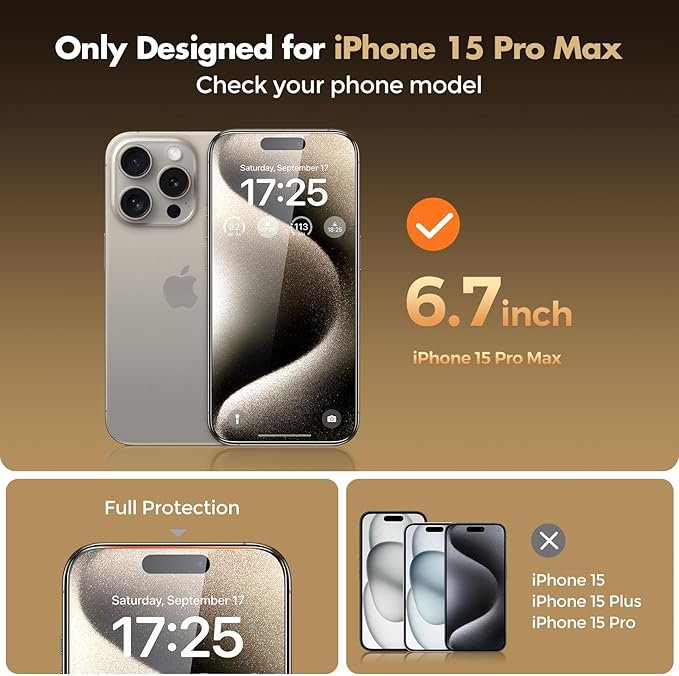 UNBREAKcable Privacy Screen Protector for iPhone 15 Pro Max Full Coverage Shatterproof Tempered Glass[True 28°Anti Spy][9H Hardness][Easy Installation Frame]2-Pack Private Screen for iPhone 15 ProMax