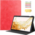 12.4 Inch Case for Samsung Galaxy Tab S8 Plus/S8+ 2022/S7 FE 2021/Tab S7 Plus/S7+ 2020 (SM-X800/T730/T970) with S Pen Holder &amp [Auto Wake/Sleep] Premium PU Leather Folding Stand Cover Red