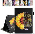 Case for Amazon Kindle Fire HD 10 &amp 10 Plus Tablet 10.1 (13th/11th Generation 2023/2021 Release) - PU Leather Folio Case with Smart Auto Wake/Sleep Sunflower Floral Quote
