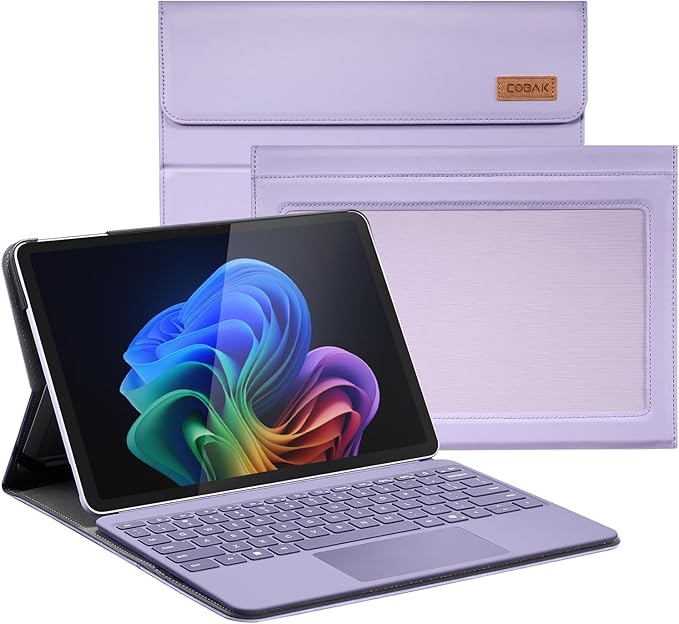 CoBak Case for Microsoft Surface Pro 12 (2025) Premium Business Cover with Multi-Angle Stand Embedded Stylus Holder Keyboard Support &amp Built-in Organizer – Tailored for ProfessionalsViolet