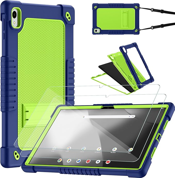 for Onn 12.1 Tablet Pro Tablet Case with 2 Pcs Screen ProtectorBuilt in Kickstand Shoulder Strap Heavy Duty Hybrid Case for Walmart Onn 12.1 Pro Tablet 2024 Model:100146663 (Navy/Green)