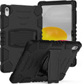 BATYUE Case for iPad (A16) 11th/10th Generation 10.9'' 2025/2022 Rugged Protective Shockproof Cover with Screen Protector 360° Rotating Stand Pencil Holder Carrying Strap Black