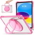 Mektron Shockproof Case for iPad Air 11 inch (M4 2026 8th /M3 2025 7th /M2 2024 6th) Compatible with iPad Air 10.9 (2022 5th Gen /2020 4th Gen) PC Clear Cases with Rotating Stand for Kids Rose